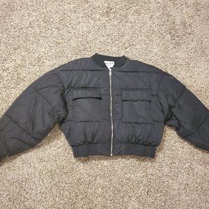 NA-KD cropped puffer bomber jacket